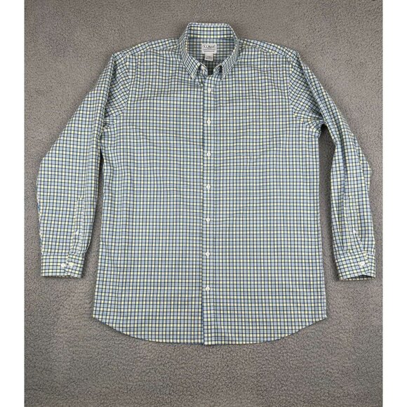 LL Bean Mens Shirt Size L Tall Traditional Fit Button Down Yellow Plaid Cotton - Picture 1 of 8